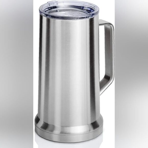 XPAC 22 Ounce Beer Stein with Lid and Handle Stainless Steel - Picture 1 of 10
